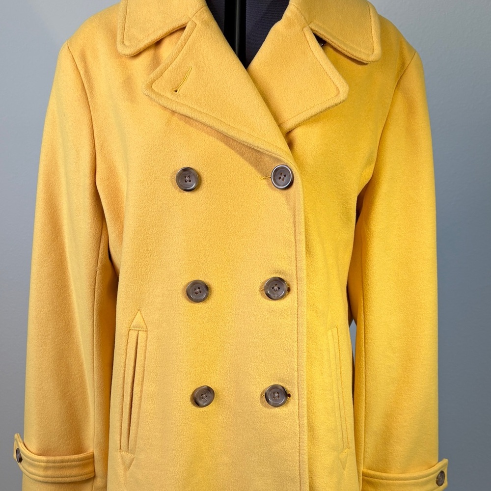 NWOT Lands’ End YELLOW Double Breasted Sz 10 Women’s Wool Coat